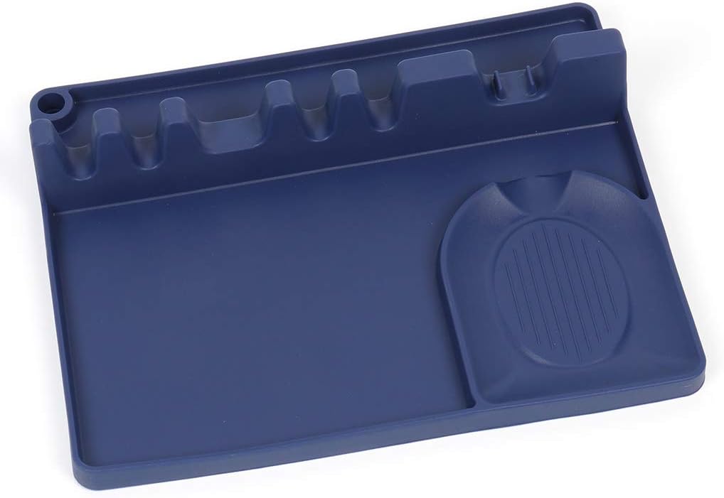 2-in-1 Silikon-Löffelhalter mit Abtropf-Pad, inklusive 5 Schlitzen, 1 Löffelhalter für Herd, Küche, Kochutensilienablage