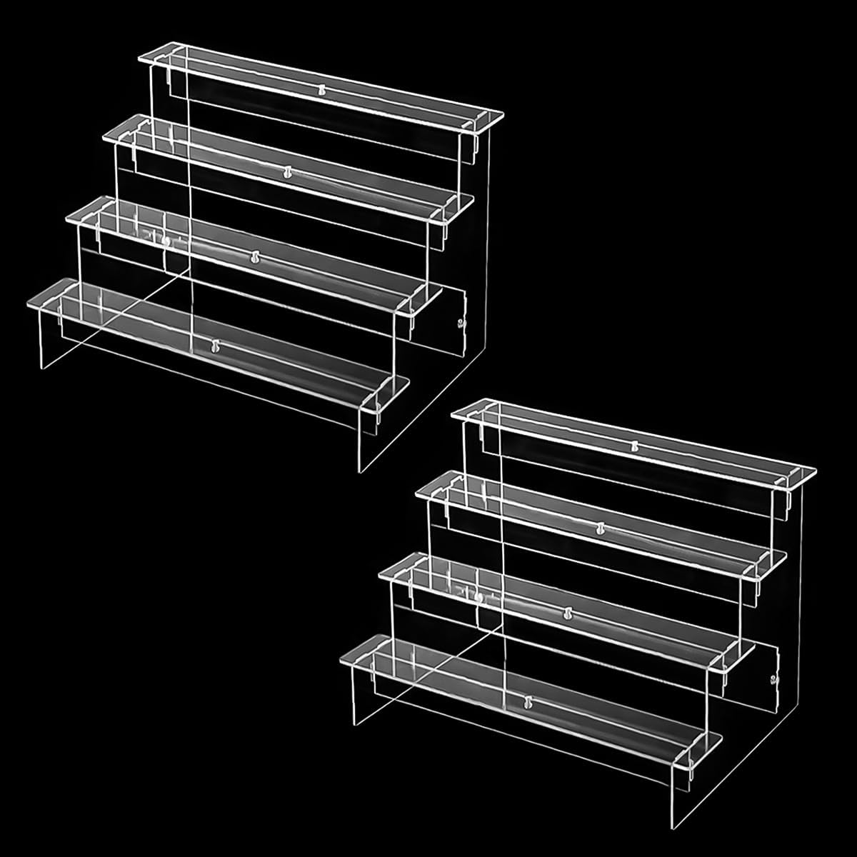 2 Stück Acryl Parfüm Regal Organizer Ständer Set,4-Stufiger Parfum Display Ständer Acrylic Shelf Aufbewahrung,20x19x18,5cm Klarer Schminktisch Display Regal, für Parfüm, Figuren, Cupcakes, Desserts