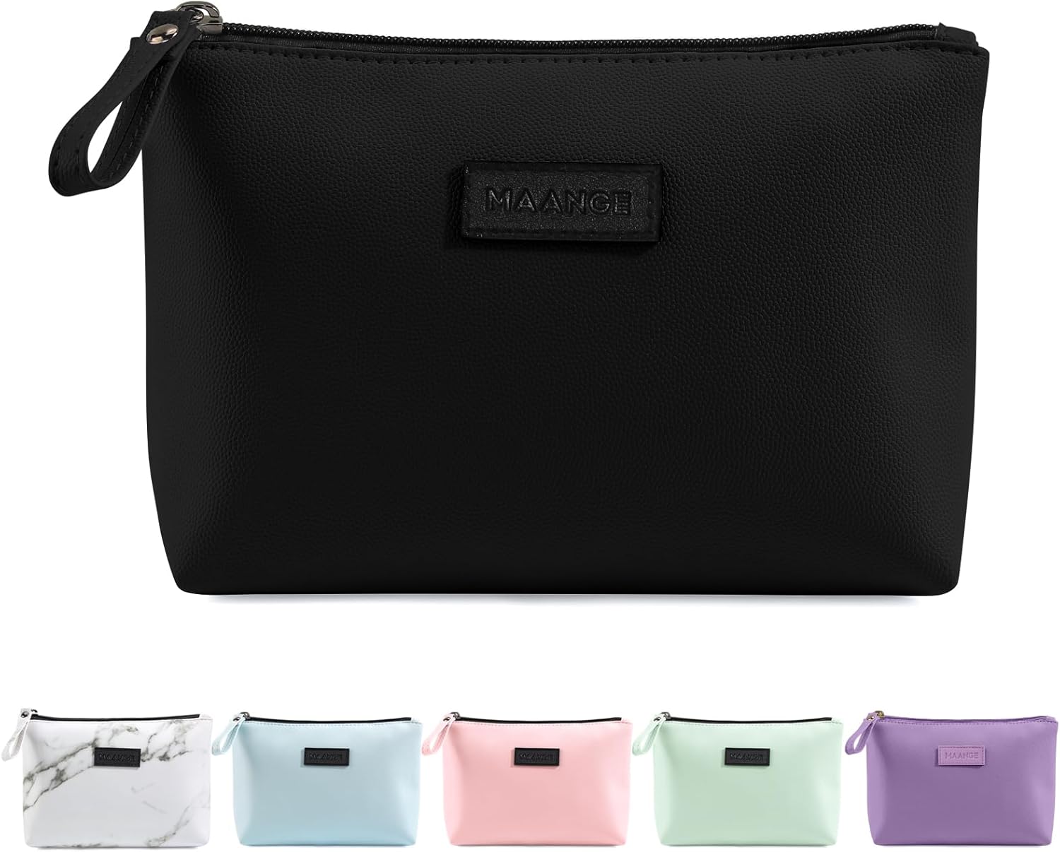 Kleine Kosmetiktasche MAANGE Kleine Make up Tasche Tragbare Reise Schminktasche wasserdichte PU Leder mit Griff Niedliche Vielseitige Reißverschlusstasche für Frauen