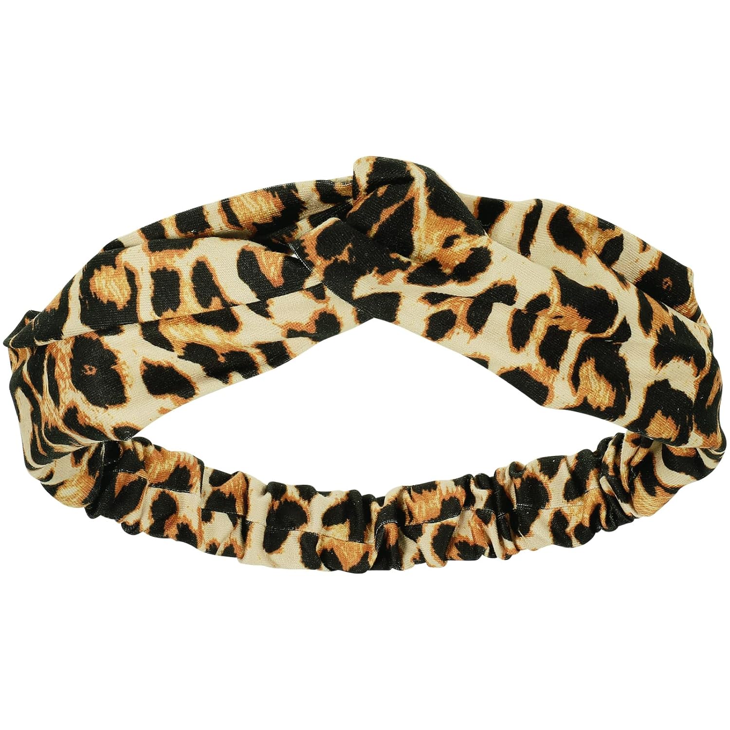 Beaupretty Leopardenmuster Stirnbänder Stoff elastische Haarband Kopf wickeln Turban verdrehte Haarband Headdressfor Frauen Mädchen