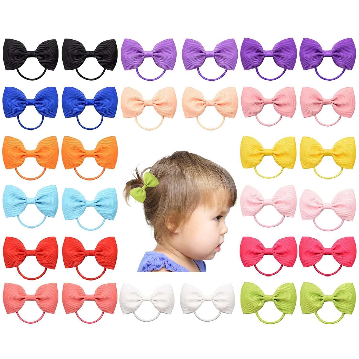 30 Pcs Baby Mädchen Haarschleifen Haargummis Elastisches Stirnband,Klein Haarklammer Schleife,Haargummis Kleine Haarspangen,Elastische Haarschmuck für Kinder(Farbe zufällig)