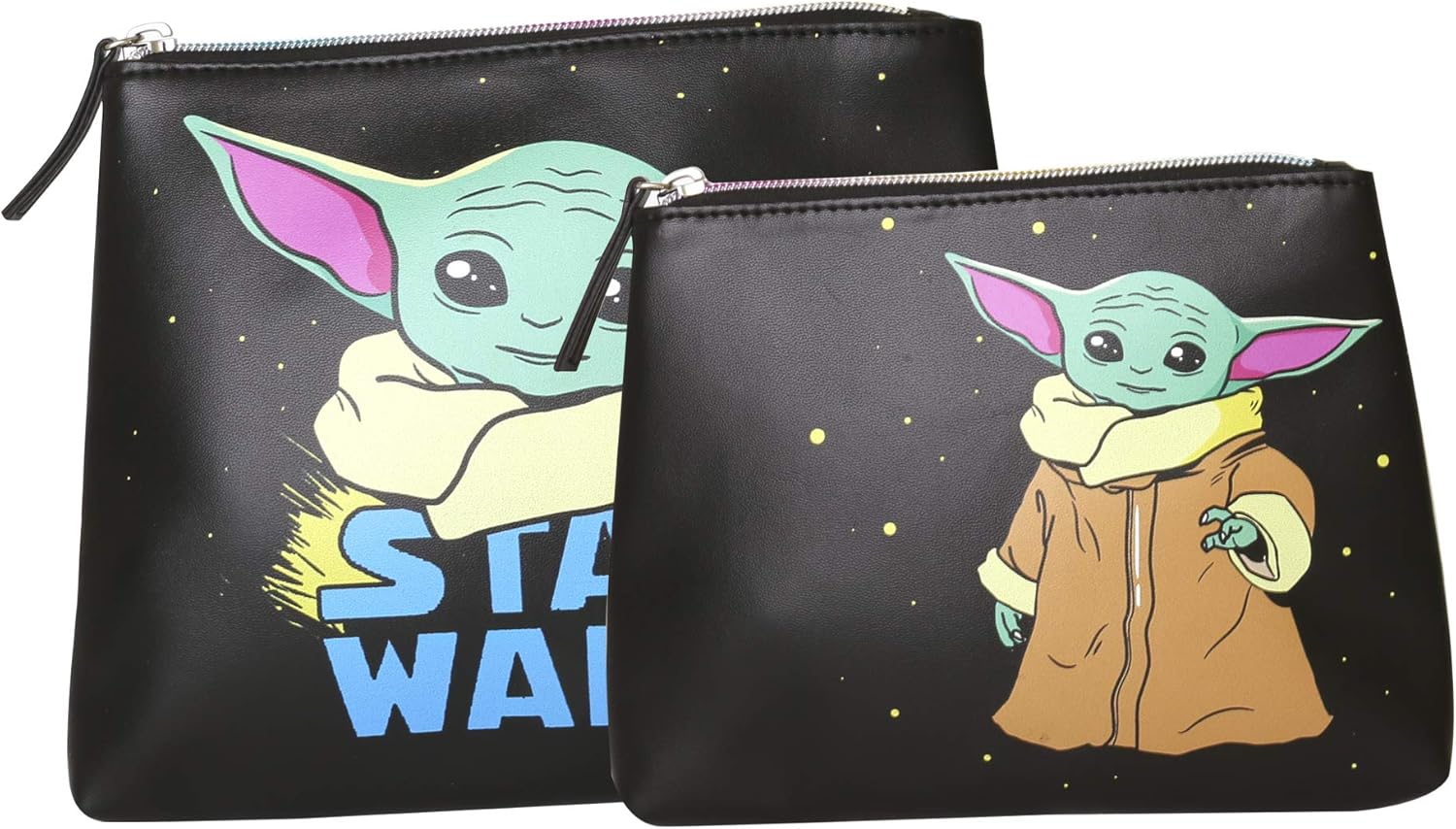 Disney Star Wars Mandalorian Grogu Kunstleder Make-up Kosmetiktasche Set, Schwarz , Einheitsgröße