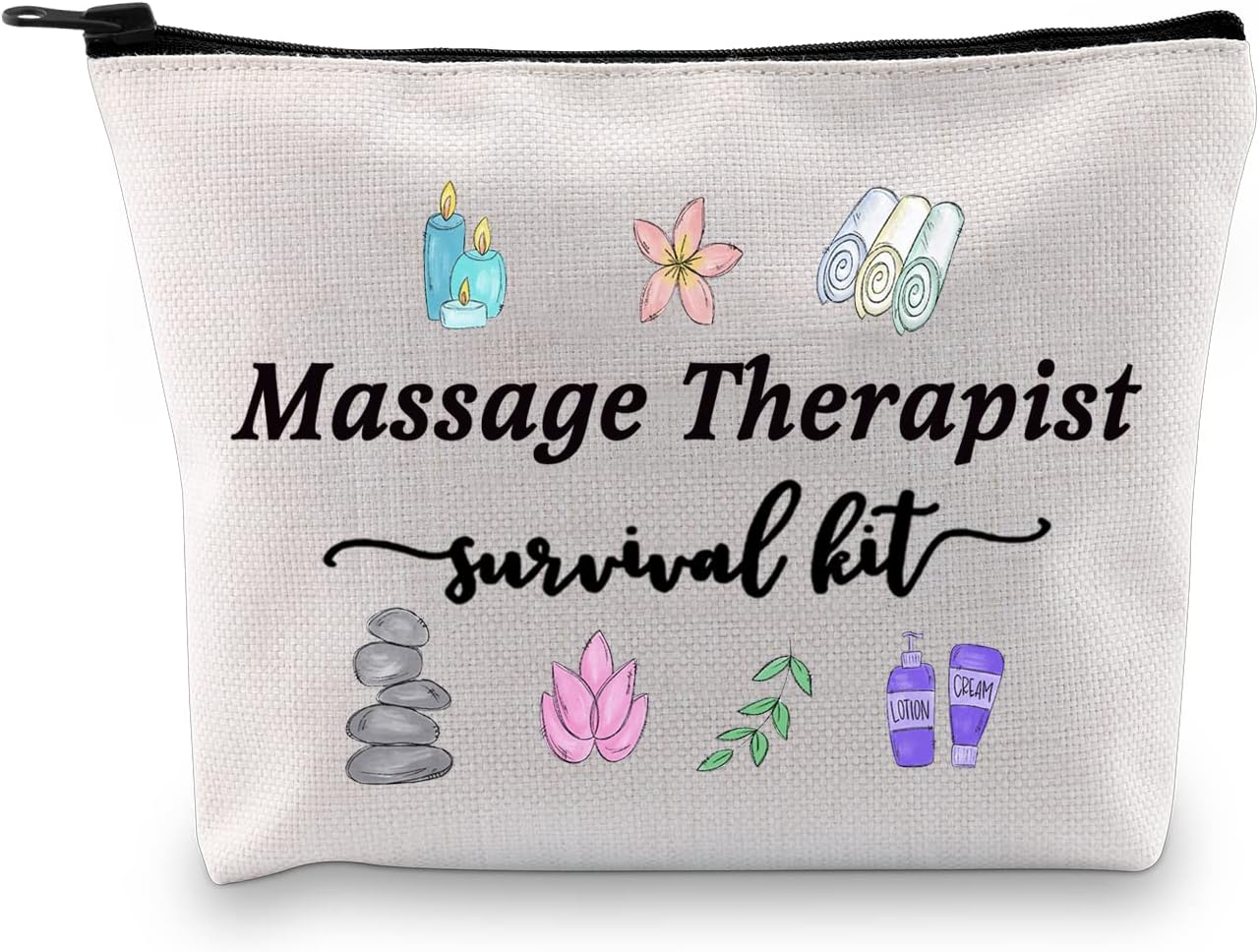 GJTIM Make-up-Tasche mit Reißverschluss, für Massagetherapeuten, Geschenk für Massage, Therapeuten, Überlebens-Set, Survival Kit Massagetherapeutentasche, Medium, Kosmetiktasche aus Segeltuch mit