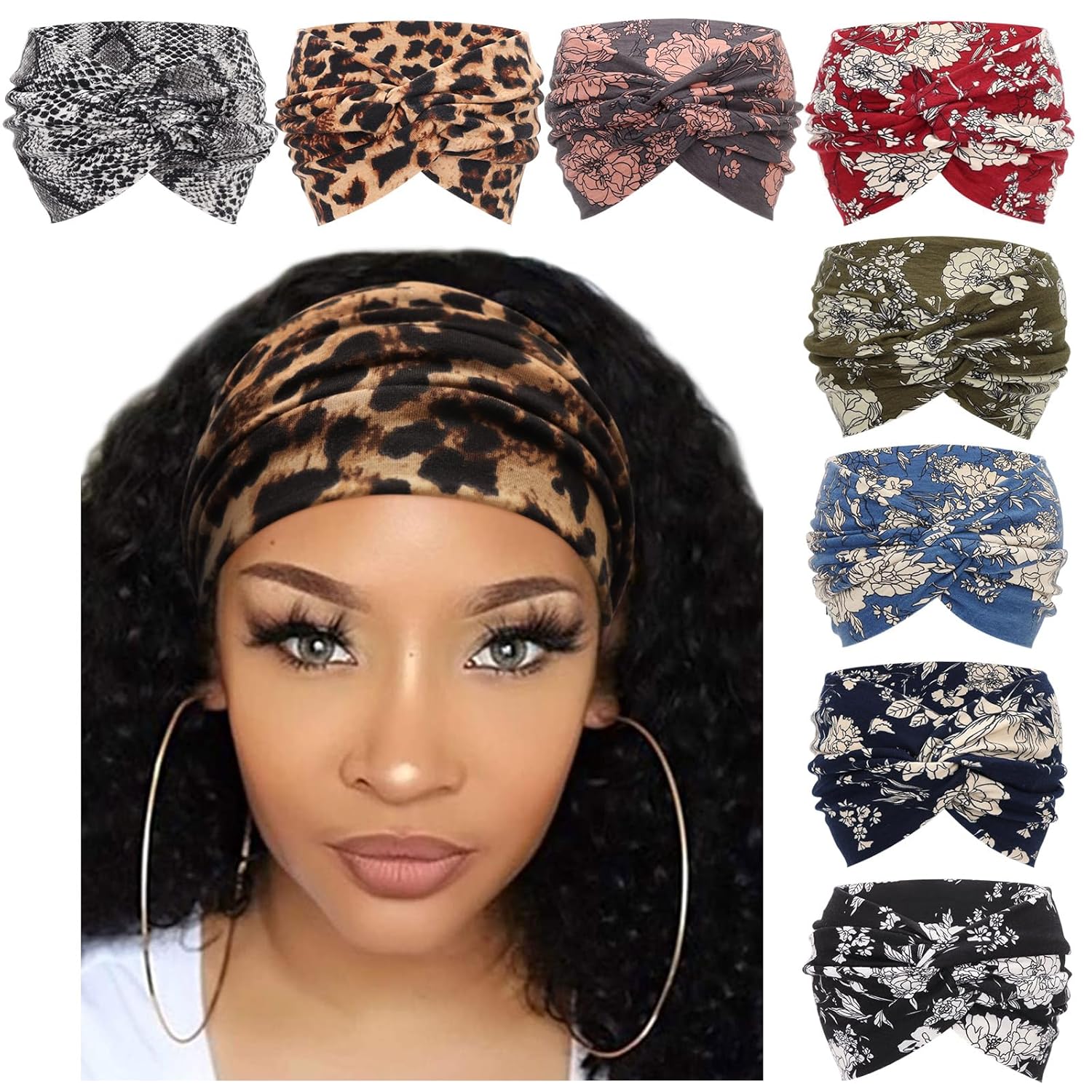 DRESHOW 8 Stück Damen Stirnbänder Kopfband Haarband Elastische Weiche Stirnband für Alltag Yoga Sport Fitness