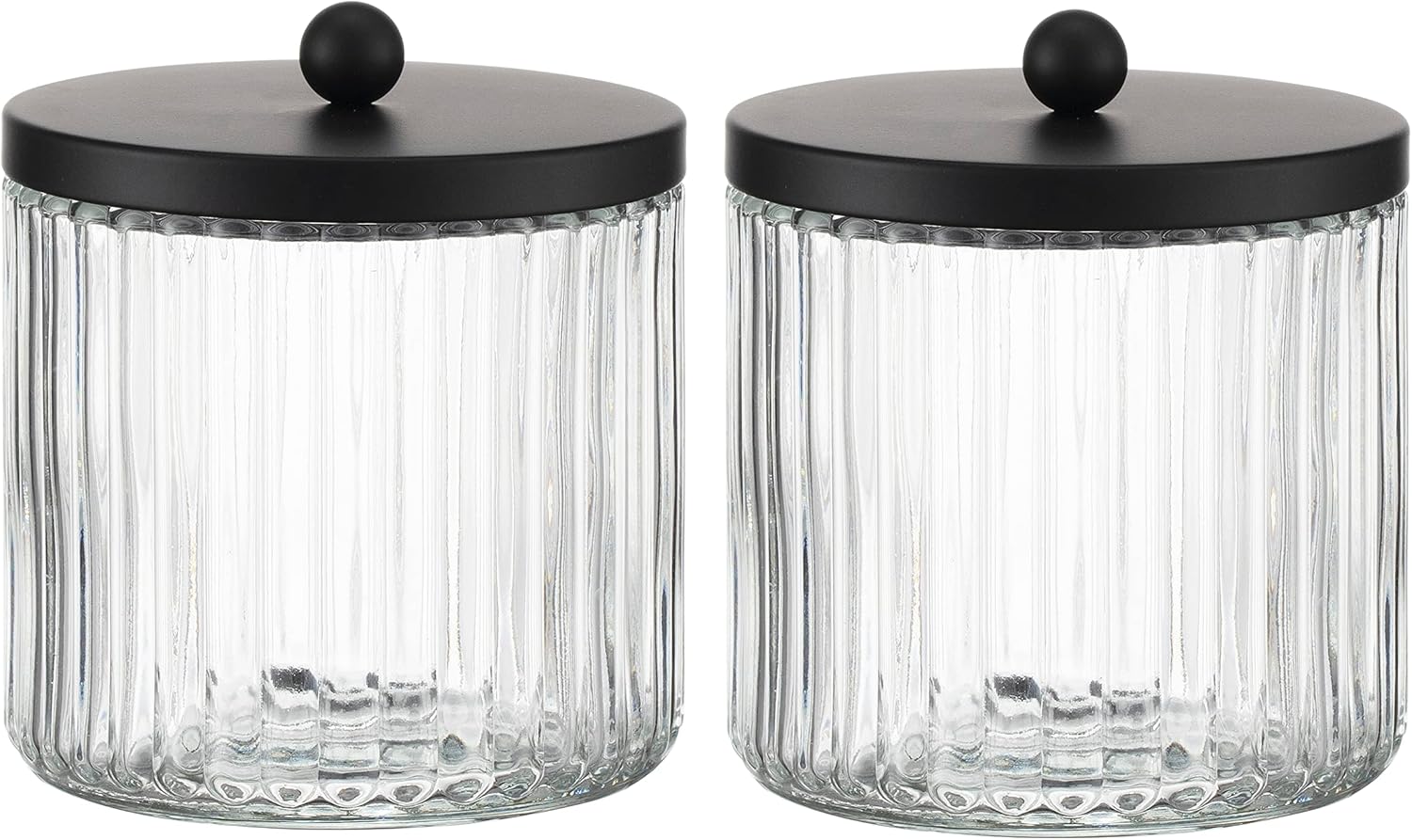 KMwares Glasspender-Set für Wattebällchen, Tupfer, runde Pads, Zahnseide-Picker – Badezimmer-Behälter, Aufbewahrung und Schmink-Organizer, transparent, 4 Stück